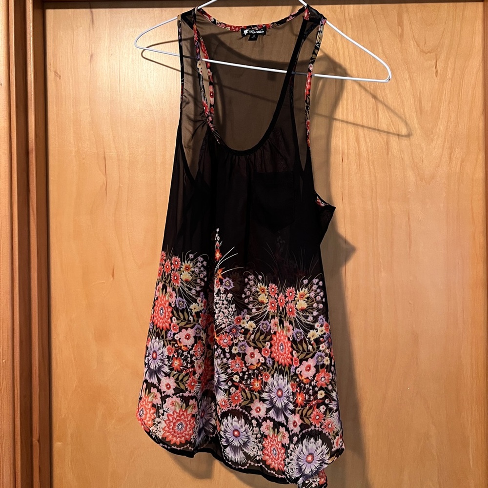 Nordstrom Lily White Sheer Floral Tank